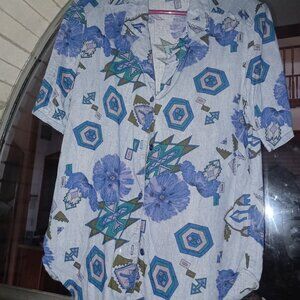 Maycene Women's Button-Up Blouse Small Blue Gray